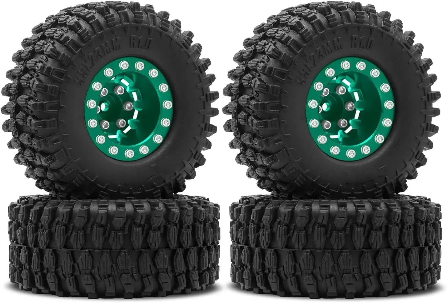 RC Autoreifen Felge Kompatibel Mit SCX24 Für Bronco C10 JLU Für Deadbolt Für Gladiator B-17 RC Crawler 1.0 Rad Und Reifen 7 Mm Beadlock-Rad Mit Negativem Offset(Color2) von JVRWSC