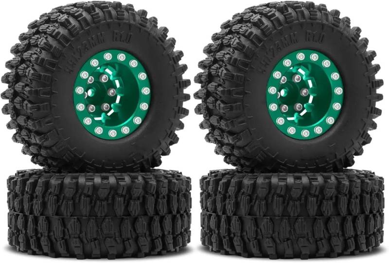 RC Autoreifen Felge Kompatibel Mit SCX24 Für Bronco C10 JLU Für Deadbolt Für Gladiator B-17 RC Crawler 1.0 Rad Und Reifen 7 Mm Beadlock-Rad Mit Negativem Offset(Color2) von JVRWSC