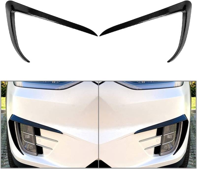 Auto Frontstoßstange Spoiler Für Tesla Model X 2015 2016 2017 2018 2019 2020 Lippenspoiler Air Knife Lippensplitter Ersatz Zubehör Aerodynamische,Carbon Fiber Look von JWOZQ