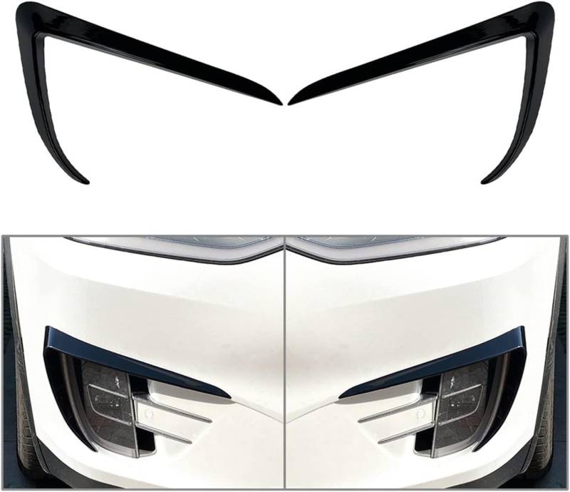 Auto Frontstoßstange Spoiler Für Tesla Model X 2015 2016 2017 2018 2019 2020 Lippenspoiler Air Knife Lippensplitter Ersatz Zubehör Aerodynamische,Glossy Black von JWOZQ