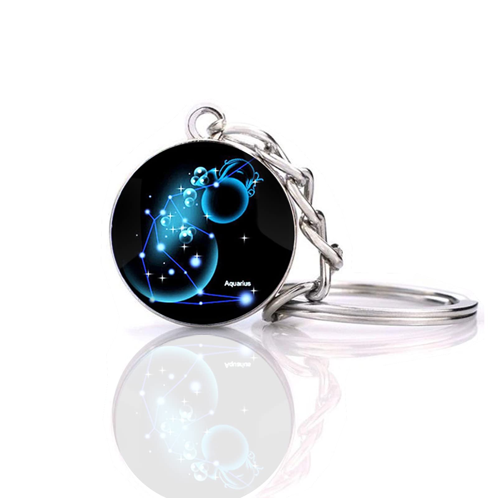 JWPavilion Zodiac 12 Constellation Glow In The Dark Creative Galaxy Schlüsselanhänger, Wassermann 1, Einheitsgröße von JWPavilion