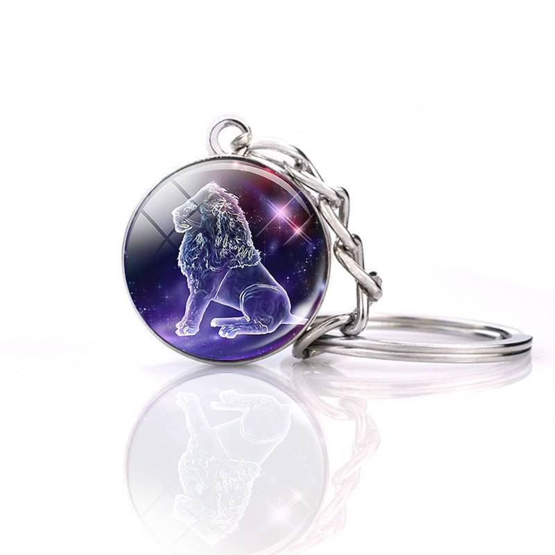 JWPavilion Zodiac 12 Sternbilder Charm Leuchtende Kristallkugel Anhänger Schlüsselanhänger, Löwe, Einheitsgröße von JWPavilion