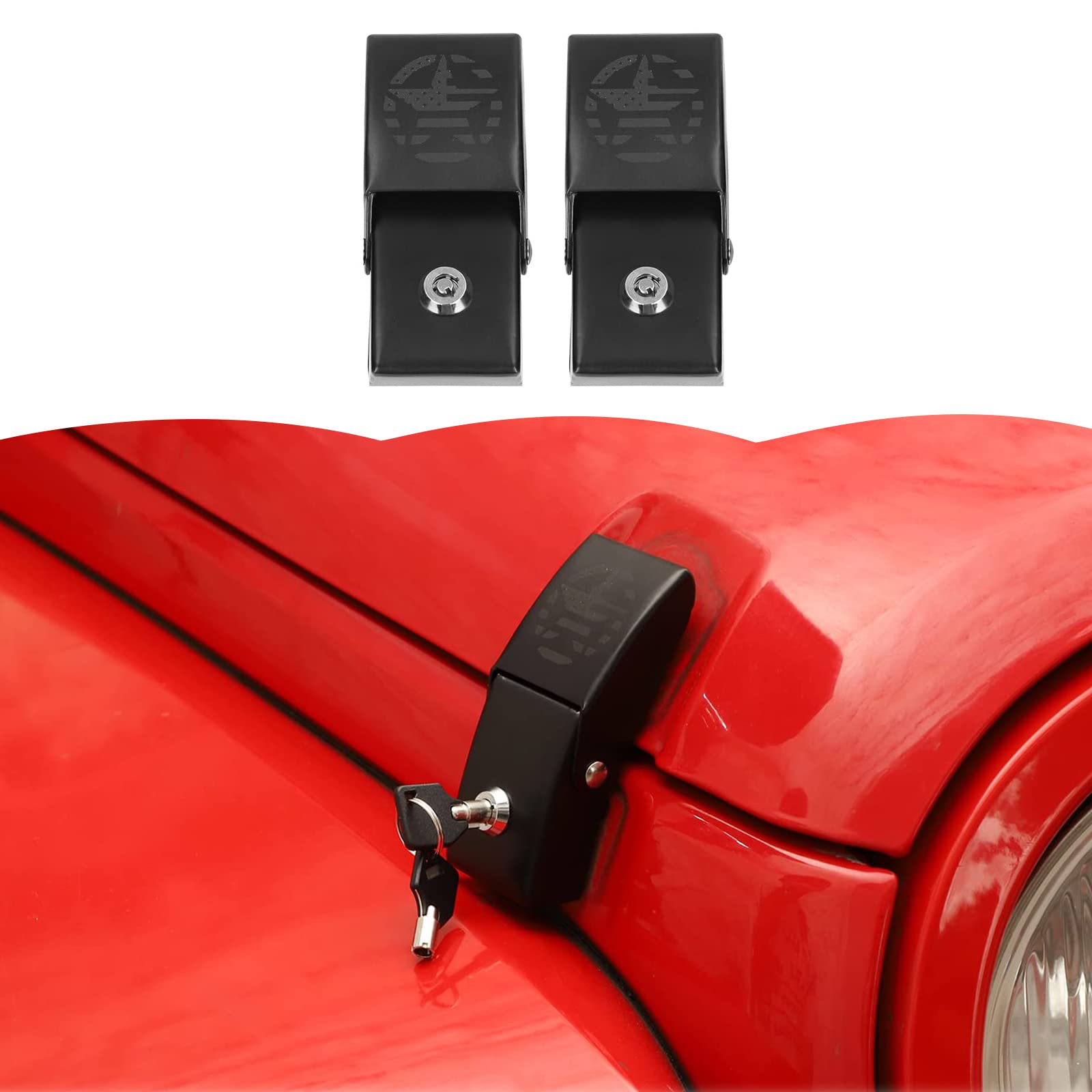 JWWY Motorhaubenriegel, Haubenschloss, Aluminium, Edelstahl, Verriegelung mit Schloss und Schlüssel, passend für Jeep Wrangler JK/JKU 2007–2017, JL/JLU 2018–2025 & Jeep Gladiator 2020–2025, 4xe JWWY Motorhaubenriegel, Haubenschloss, Aluminium, Edelstahl, Verriegelung mit Schloss und Schlüssel, passend für Jeep Wrangler JK/JKU 2007–2017, JL/JLU 2018–2025 & Jeep Gladiator 2020–2025, 4xe von JWWY