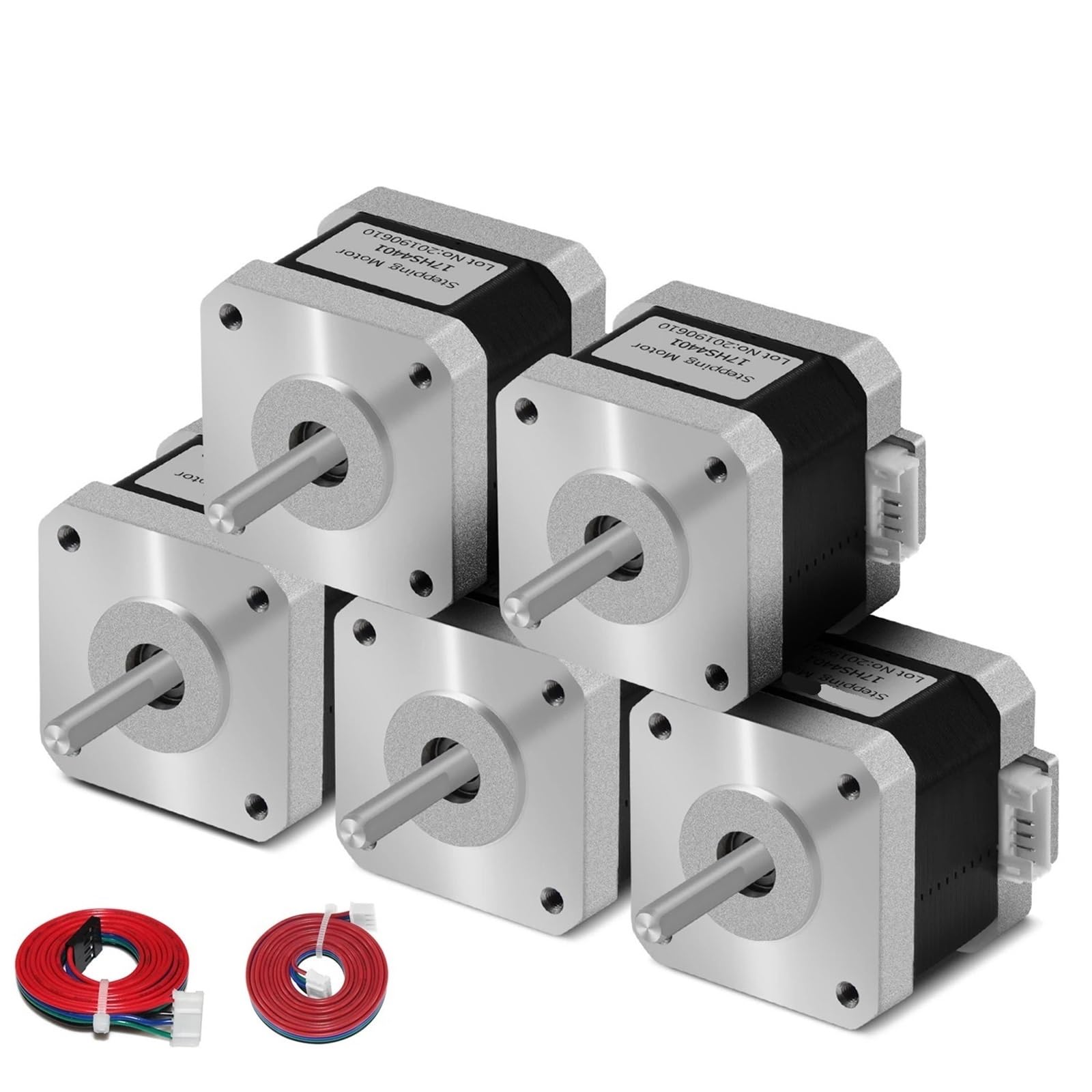 JXCHSWOU 5 Stücke Nema17 Schrittmotor 17HS4401 1,5A 42N.cm 42BYGH 4 Blei for 3D Drucker Fräsmaschine Laserengraver(17HS4401S-XH-2.54) von JXCHSWOU