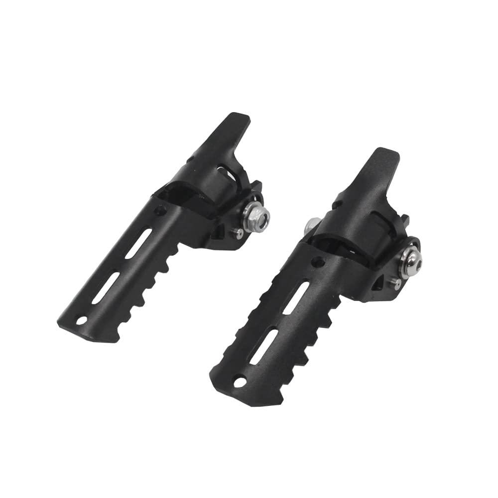 Motorrad Highway FootPegs Mount Clamp 25mmHighway Vorderfußrasten Klappbare Fußstützenklemmen Short Angled Adjustable Footrest Bracket Set(Black) von JXMFKBB