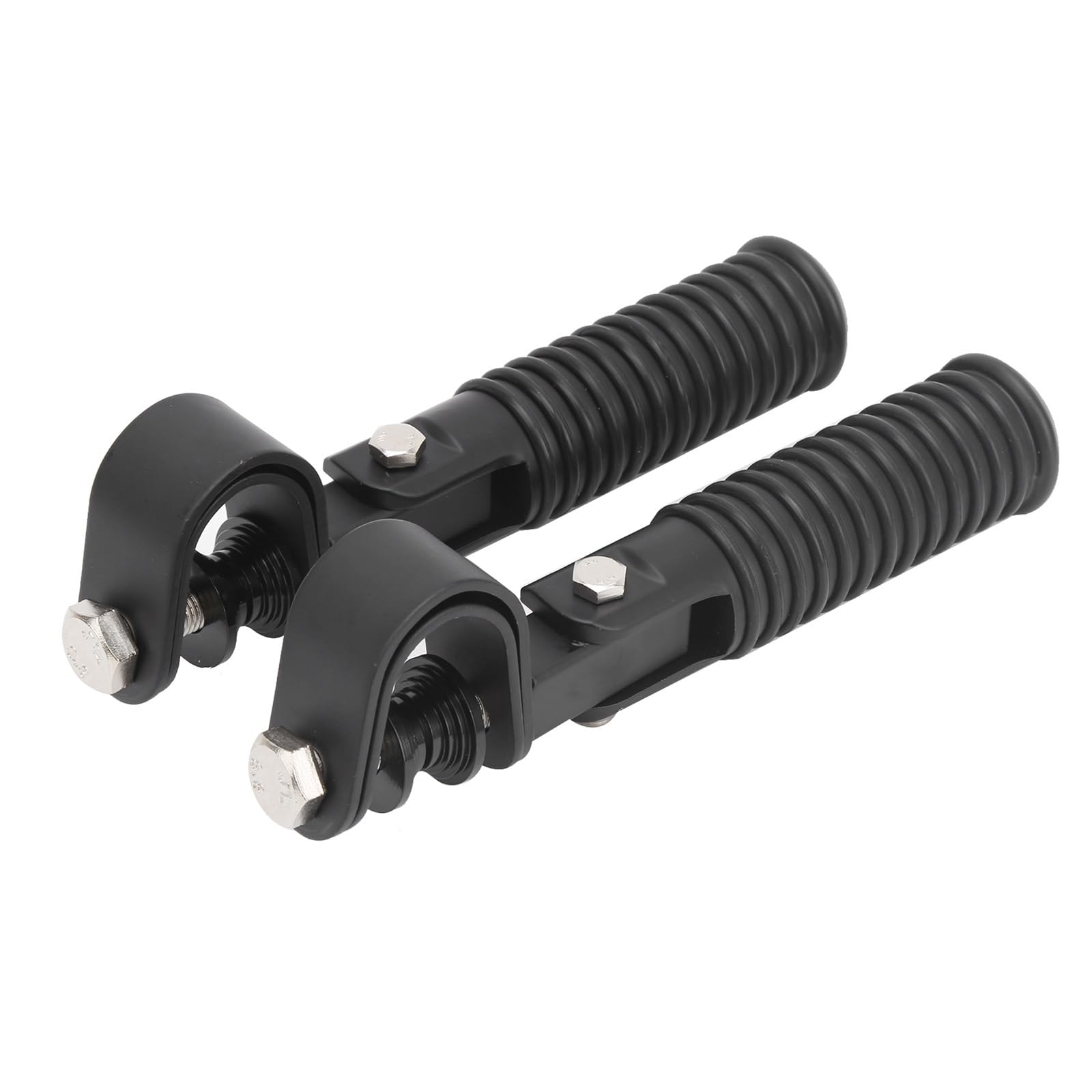 Motorrad Highway FootPegs Mount Clamp 2Pcs Universal Motorrad Schaltknauf Shifter Hebel Fuß Pad Pedal Starten Fußrasten Pad Moto Zubehör Short Angled Adjustable Footrest Bracket Set(Black) von JXMFKBB