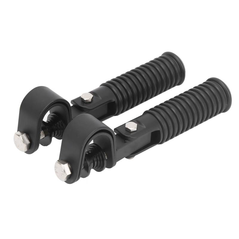 Motorrad Highway FootPegs Mount Clamp 2Pcs Universal Motorrad Schaltknauf Shifter Hebel Fuß Pad Pedal Starten Fußrasten Pad Moto Zubehör Short Angled Adjustable Footrest Bracket Set(Black) von JXMFKBB