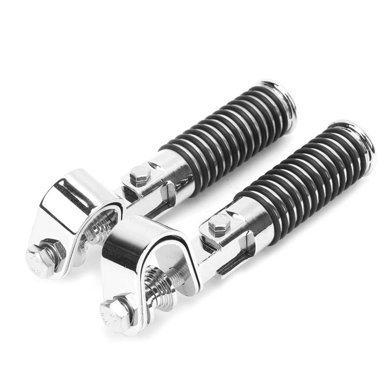 Motorrad Highway FootPegs Mount Clamp 2Pcs Universal Motorrad Schaltknauf Shifter Hebel Fuß Pad Pedal Starten Fußrasten Pad Moto Zubehör Short Angled Adjustable Footrest Bracket Set(Silver) von JXMFKBB