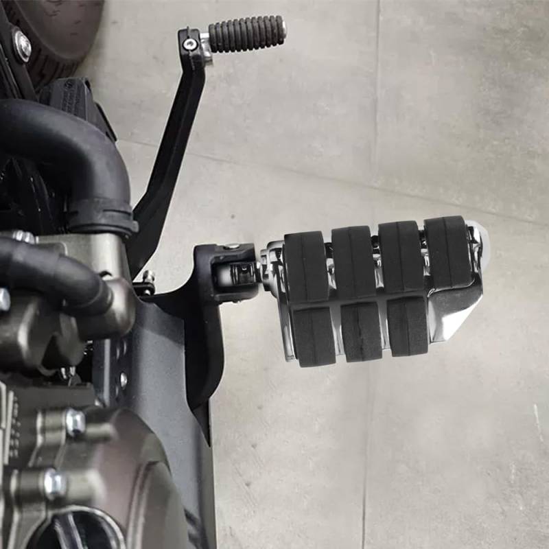 Motorrad Highway FootPegs Mount Clamp Fußrasten for Motorrad-Fußrasten mit männlicher Halterung Short Angled Adjustable Footrest Bracket Set(Silver) von JXMFKBB