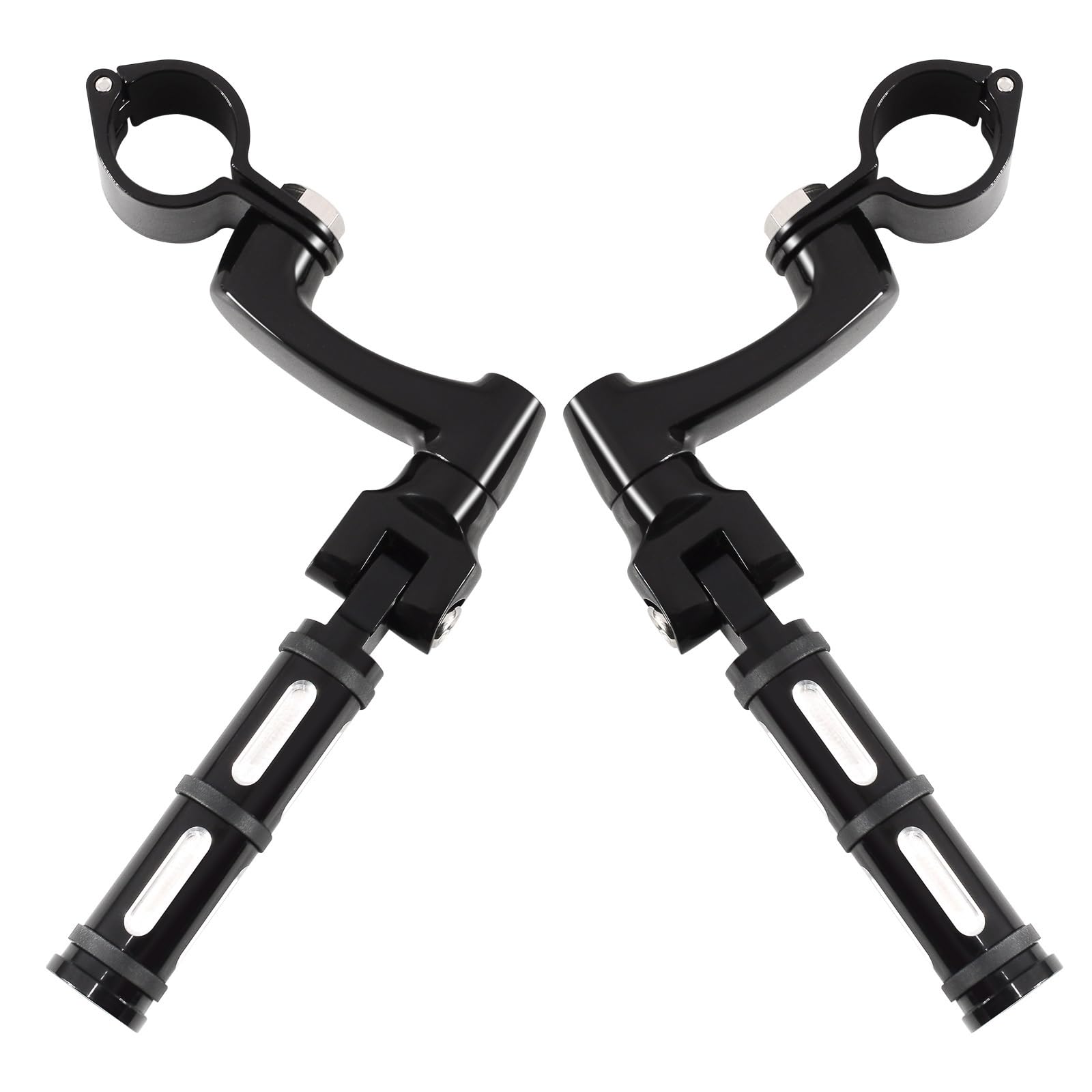 Motorrad Highway FootPegs Mount Clamp Große Fußrasten for Motorrad-Highway-Klemmen Short Angled Adjustable Footrest Bracket Set(Footpegs A) von JXMFKBB