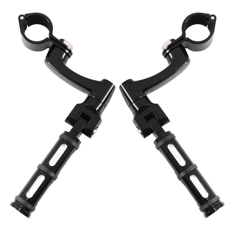 Motorrad Highway FootPegs Mount Clamp Große Fußrasten for Motorrad-Highway-Klemmen Short Angled Adjustable Footrest Bracket Set(Footpegs A) von JXMFKBB