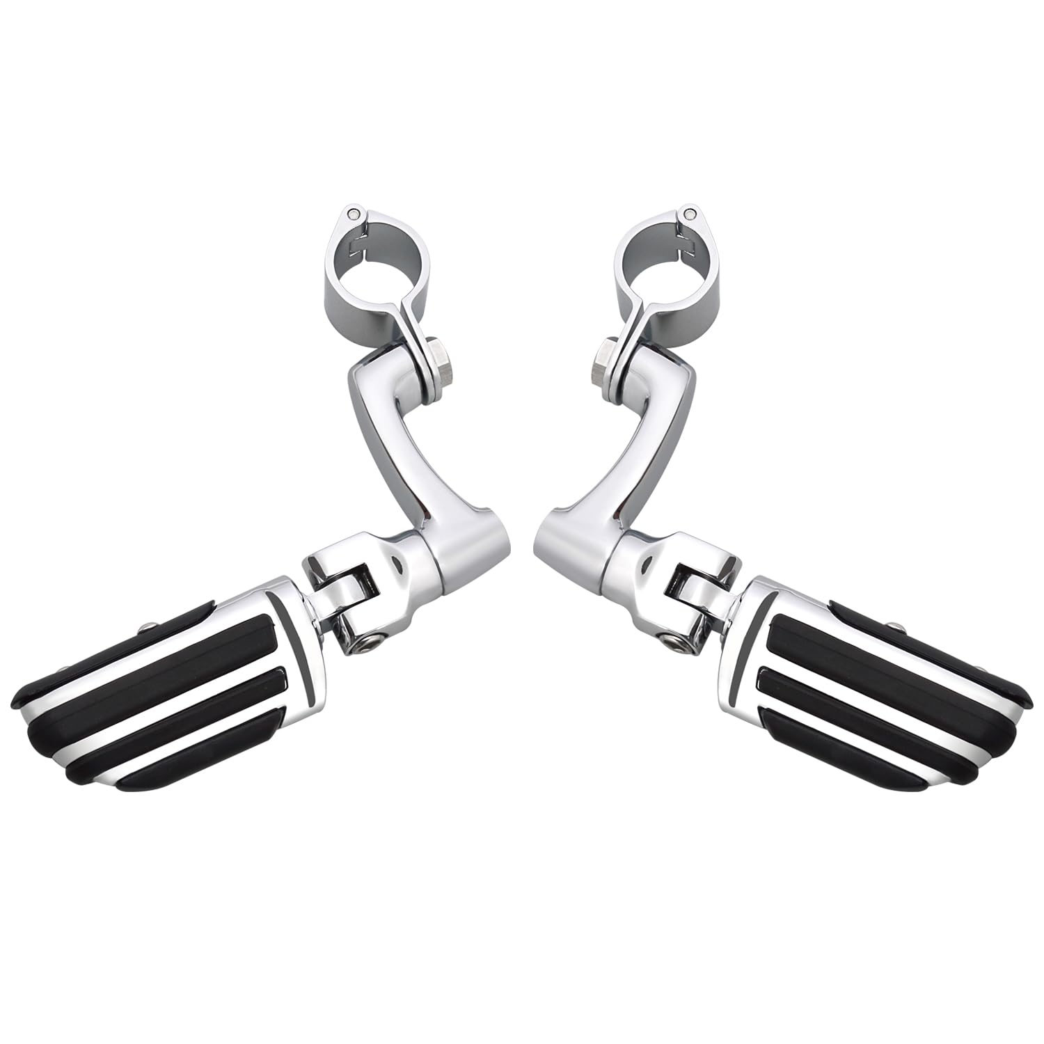 Motorrad Highway FootPegs Mount Clamp Große Fußrasten for Motorrad-Highway-Klemmen Short Angled Adjustable Footrest Bracket Set(Footpegs B) von JXMFKBB
