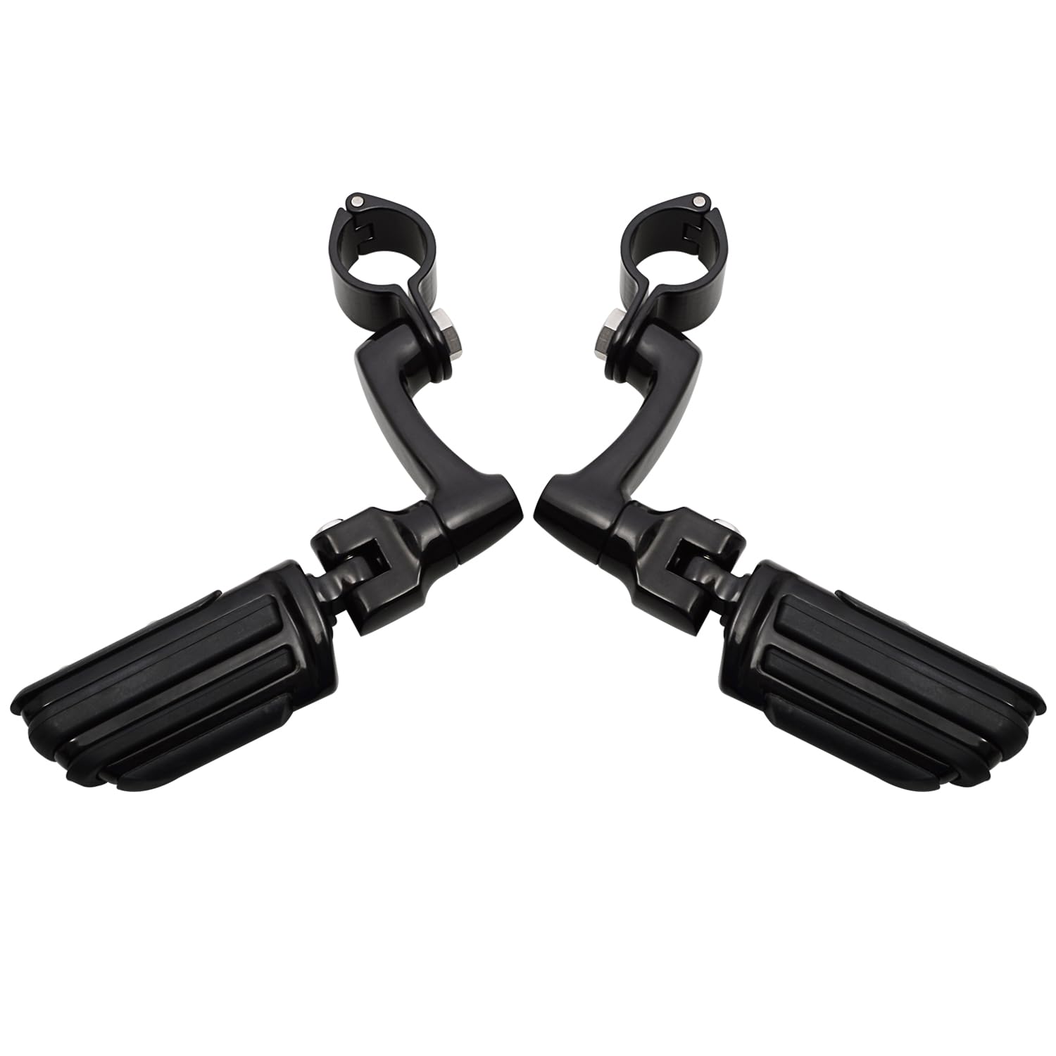 Motorrad Highway FootPegs Mount Clamp Große Fußrasten for Motorrad-Highway-Klemmen Short Angled Adjustable Footrest Bracket Set(Footpegs C) von JXMFKBB