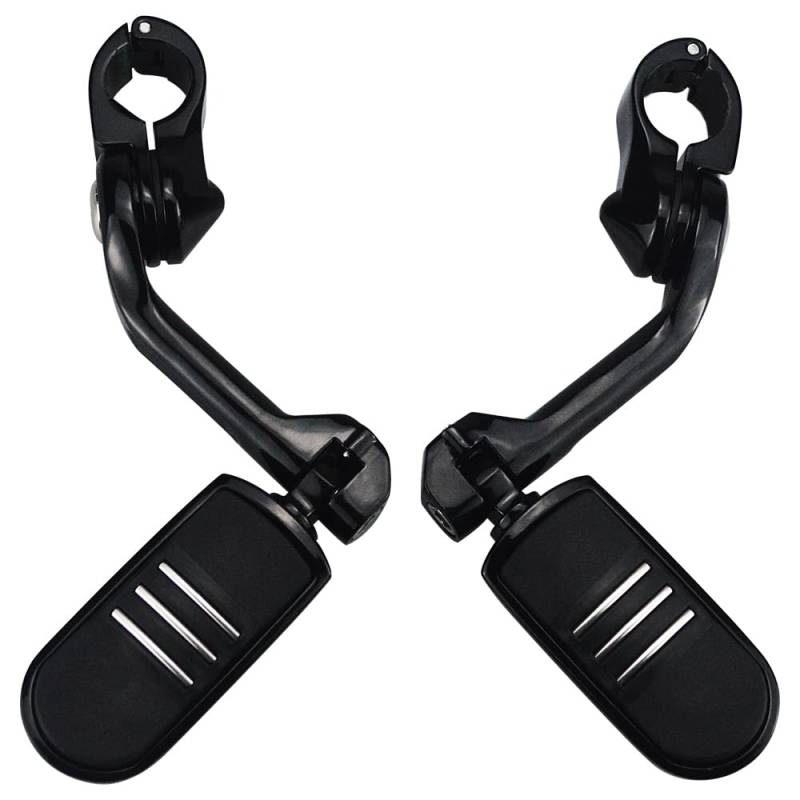Motorrad Highway FootPegs Mount Clamp Highway Pegs 1,25" Langer abgewinkelter Motorschutzbügel Motorrad-Fußstützen/Passend for Harley Electra Glide Road King Street Glide Chrom Short Angled Adjustab von JXMFKBB