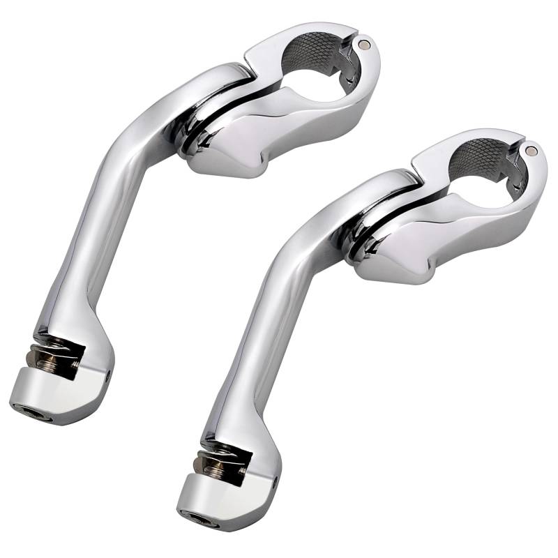 Motorrad Highway FootPegs Mount Clamp Highway Pegs 1,25" Langer abgewinkelter Motorschutzbügel Motorrad-Fußstützen/Passend for Harley Electra Glide Road King Street Glide Chrom Short Angled Adjustab von JXMFKBB
