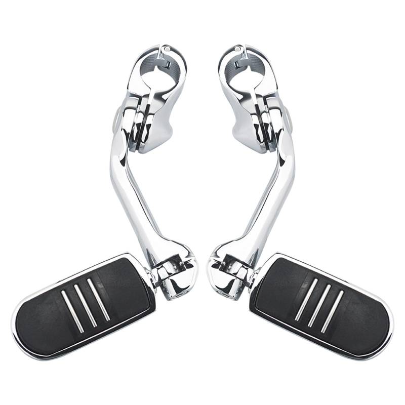 Motorrad Highway FootPegs Mount Clamp Highway Pegs 1,25" Langer abgewinkelter Motorschutzbügel Motorrad-Fußstützen/Passend for Harley Electra Glide Road King Street Glide Chrom Short Angled Adjustab von JXMFKBB