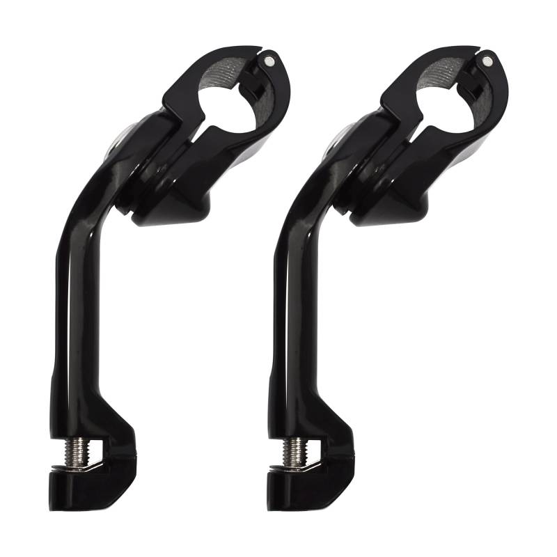 Motorrad Highway FootPegs Mount Clamp Highway Pegs 1,25" Langer abgewinkelter Motorschutzbügel Motorrad-Fußstützen/Passend for Harley Electra Glide Road King Street Glide Chrom Short Angled Adjustab von JXMFKBB