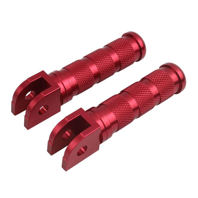 Motorrad Highway FootPegs Mount Clamp Motorrad CNC Aluminium 1 Paar Retro Fußstützen Fußrasten Pedale Universal Short Angled Adjustable Footrest Bracket Set(Red) von JXMFKBB