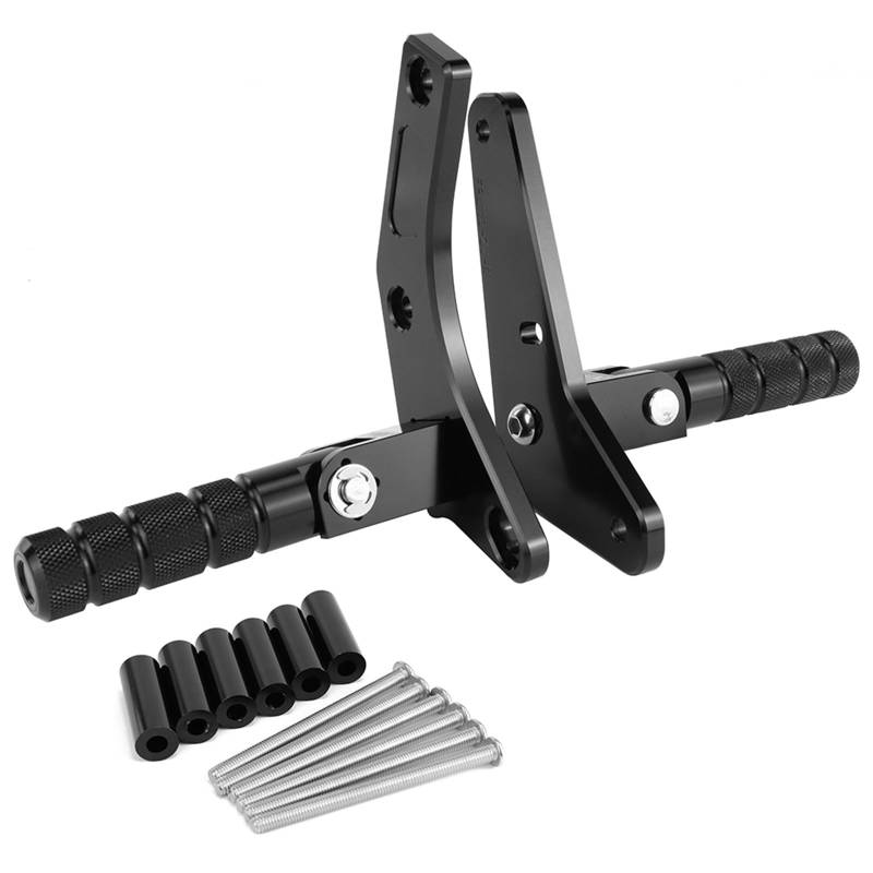 Motorrad Highway FootPegs Mount Clamp Motorrad Faltbare Fahrer Fuß Peg Fußstütze Kit Autobahn Halterungen Aluminium Short Angled Adjustable Footrest Bracket Set von JXMFKBB