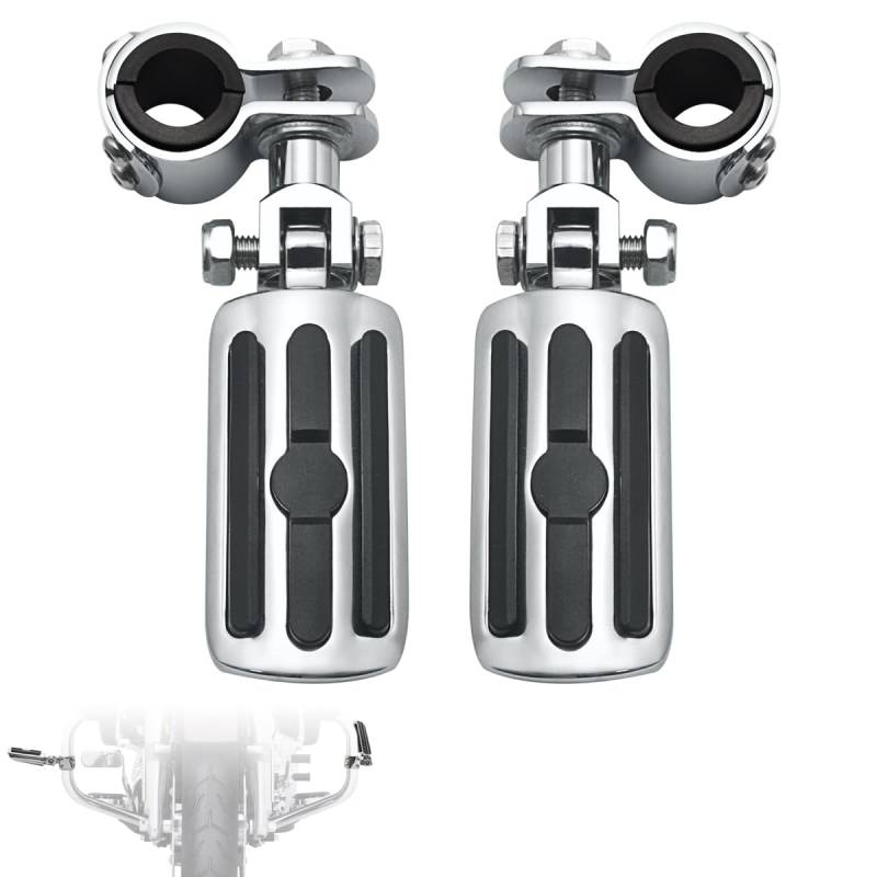 Motorrad Highway FootPegs Mount Clamp Motorrad Highway Clamp Fußrasten Fußstütze Pedal Fußrasten Halterung Chrom/Passend for Harley Electra Road King Street Glide 1-1/4 Zoll Bars Short Angled Adjust von JXMFKBB