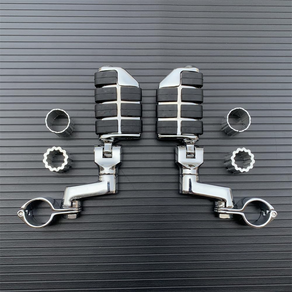 Motorrad Highway FootPegs Mount Clamp Motorrad Highway Fußrasten vorne Short Angled Adjustable Footrest Bracket Set(One Set) von JXMFKBB