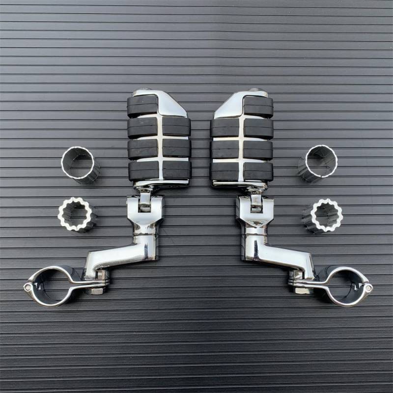 Motorrad Highway FootPegs Mount Clamp Motorrad Highway Fußrasten vorne Short Angled Adjustable Footrest Bracket Set(One Set) von JXMFKBB