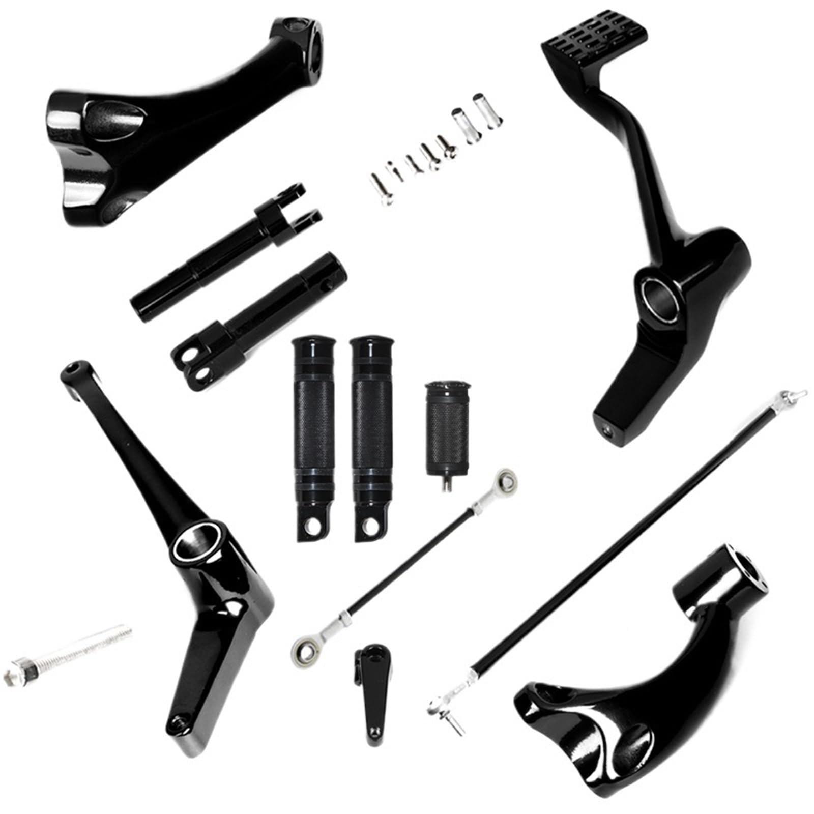 Motorrad Highway FootPegs Mount Clamp Motorrad Schwarz Vorwärts Steuerung Linkage Hebel Mit Fußrasten Short Angled Adjustable Footrest Bracket Set Motorrad Highway FootPegs Mount Clamp Motorrad Schwarz Vorwärts Steuerung Linkage Hebel Mit Fußrasten Short Angled Adjustable Footrest Bracket Set von JXMFKBB