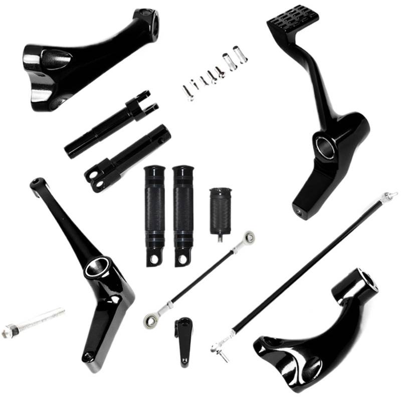 Motorrad Highway FootPegs Mount Clamp Motorrad Schwarz Vorwärts Steuerung Linkage Hebel Mit Fußrasten Short Angled Adjustable Footrest Bracket Set von JXMFKBB