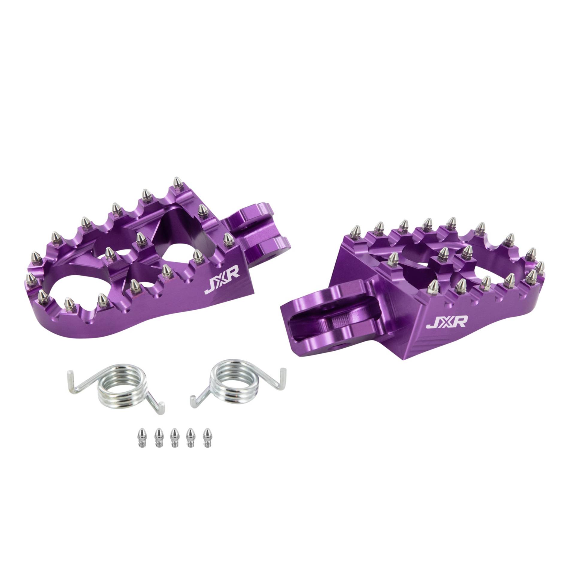 JXR Sur Ron Fußrasten - Verbesserte Pedalauflagen Surron Zubehör für Light Bee Dirt Bike - Eloxierte Aluminium Motorrad Fußrasten (Violett) von JXRACING