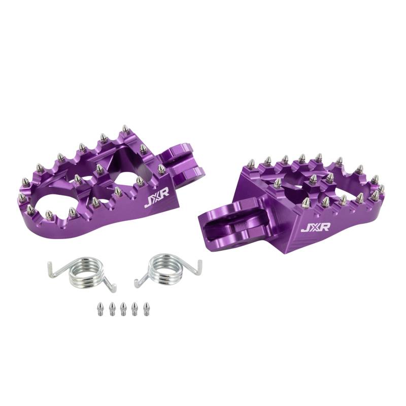 JXR Sur Ron Fußrasten - Verbesserte Pedalauflagen Surron Zubehör für Light Bee Dirt Bike - Eloxierte Aluminium Motorrad Fußrasten (Violett) von JXRACING