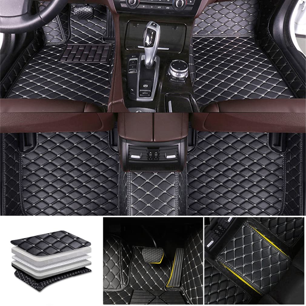 Auto Fußmatten für Mini Clubman F54 2016-2019 2020 2021 2022 2023 2024 2025, Bodenmatte Leder Anti-Rutsch Wasserdicht Allwetter Automatten Protect Zubehör,B-Black/Beig Auto Fußmatten für Mini Clubman F54 2016-2019 2020 2021 2022 2023 2024 2025, Bodenmatte Leder Anti-Rutsch Wasserdicht Allwetter Automatten Protect Zubehör,B-Black/Beig von JXTTJ