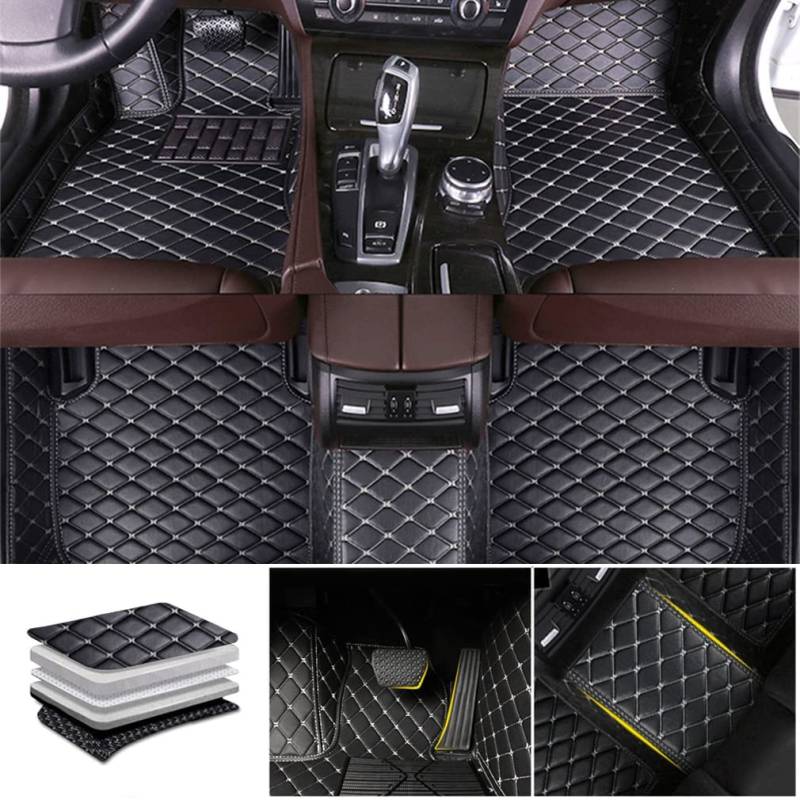 Auto Fußmatten für Mini Clubman F54 2016-2019 2020 2021 2022 2023 2024 2025, Bodenmatte Leder Anti-Rutsch Wasserdicht Allwetter Automatten Protect Zubehör,B-Black/Beig von JXTTJ