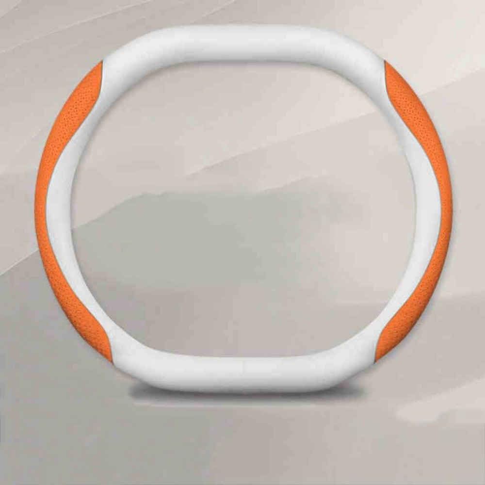 Auto Lenkradbezug für Ford Edge L 2025, Anti Rutsch Atmungsaktiv Mikrofaser Leder Auto Lenkradschoner,normal-D White+Orange Auto Lenkradbezug für Ford Edge L 2025, Anti Rutsch Atmungsaktiv Mikrofaser Leder Auto Lenkradschoner,normal-D White+Orange von JXTTJ
