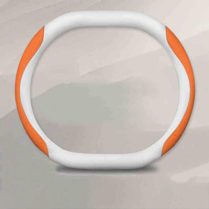 Auto Lenkradbezug für Ford Edge L 2025, Anti Rutsch Atmungsaktiv Mikrofaser Leder Auto Lenkradschoner,normal-D White+Orange von JXTTJ