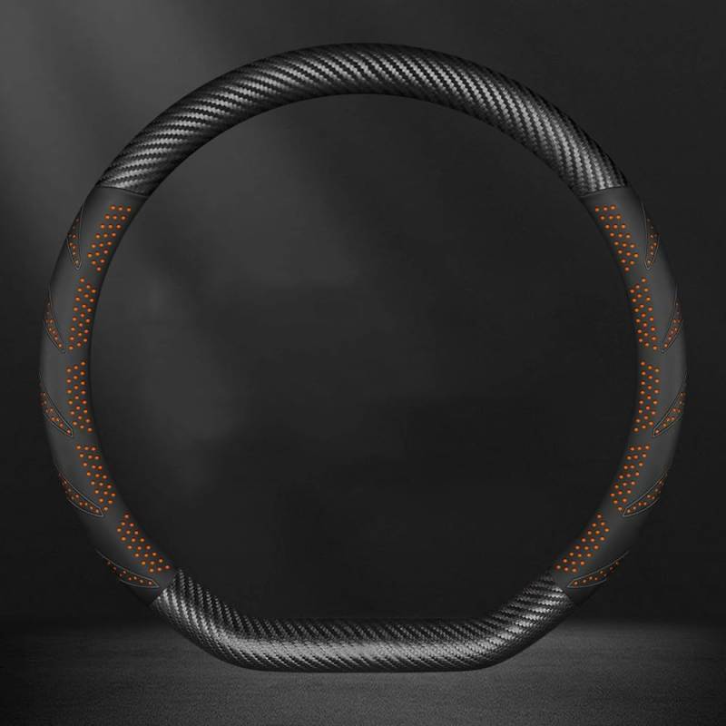 Auto Lenkradbezug für Hyundai Tucson L 2023, Anti Rutsch Atmungsaktiv Mikrofaser Leder Auto Lenkradschoner,Carbonfiber+Nappaleather-Borange von JXTTJ