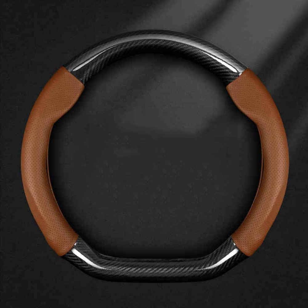 Auto Lenkradbezug für VW Tiguan L TERAMONT TAYRON T-ROC, Anti Rutsch Atmungsaktiv Mikrofaser Leder Auto Lenkradschoner,DType-Cbrown Auto Lenkradbezug für VW Tiguan L TERAMONT TAYRON T-ROC, Anti Rutsch Atmungsaktiv Mikrofaser Leder Auto Lenkradschoner,DType-Cbrown von JXTTJ