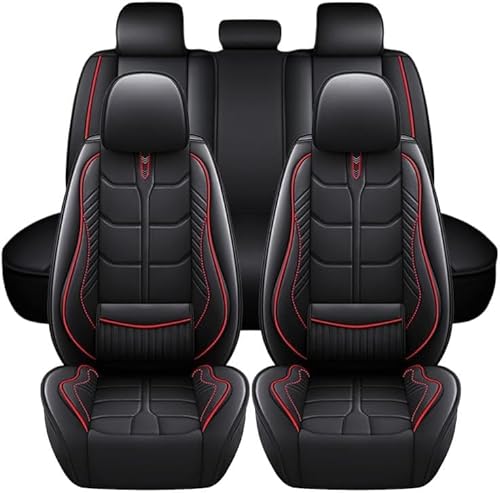 JXTTJ Auto Sitzbezüge Set für Mercedes Benz B Class C Class E Class GLB Class GLC GLE, 5 Sitzer Schonbezüge Sitzschoner Vorne Hinten Wasserdicht Sitzauflage Accessories,A-Black Red von JXTTJ