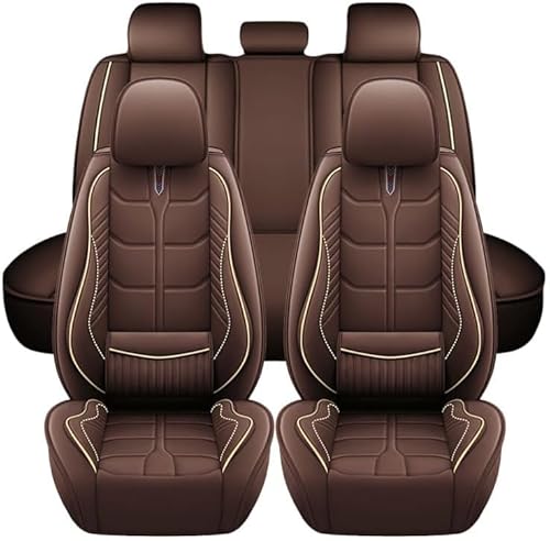 JXTTJ Auto Sitzbezüge Set für VW T-Cross T-ROC T-ROC Sport Caravelle Sharan 2000-2025, 5 Sitzer Schonbezüge Sitzschoner Vorne Hinten Wasserdicht Sitzauflage Accessories,D Coffee von JXTTJ