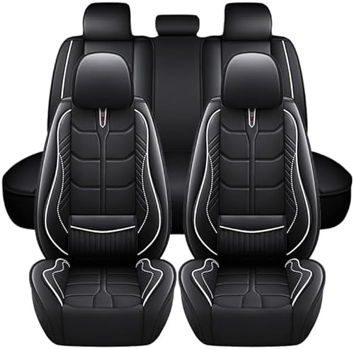 JXTTJ Auto Sitzbezüge Set für VW T4 T5 T6 Multivan/MK6 2000-2023 2024 2025, 5 Sitzer Schonbezüge Sitzschoner Vorne Hinten Wasserdicht Sitzauflage Accessories,C Black White von JXTTJ