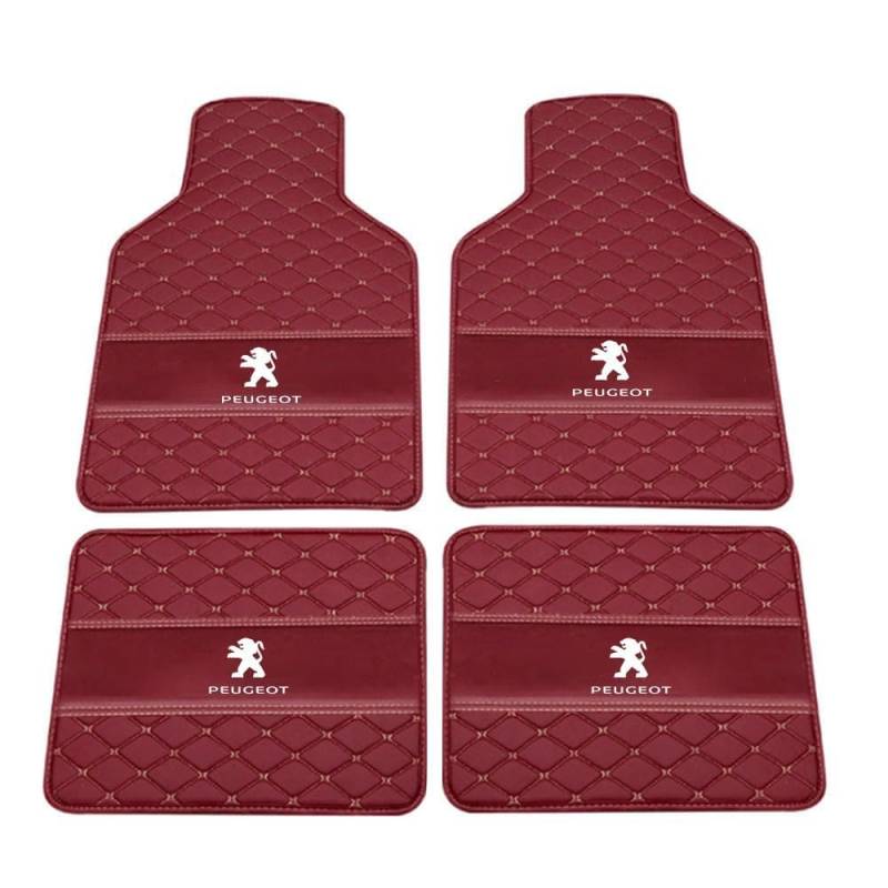 Auto Leder Fußmatten Fussmatten für Peugeot 207 (T31) (T33) 2008-2020 2021 2022 2023 2024 2025 Allwetter Antirutschmatte Anpassen Teppiche Fussmatten Protection Zubehör,Normal-Redstyle von JYHBAQWN