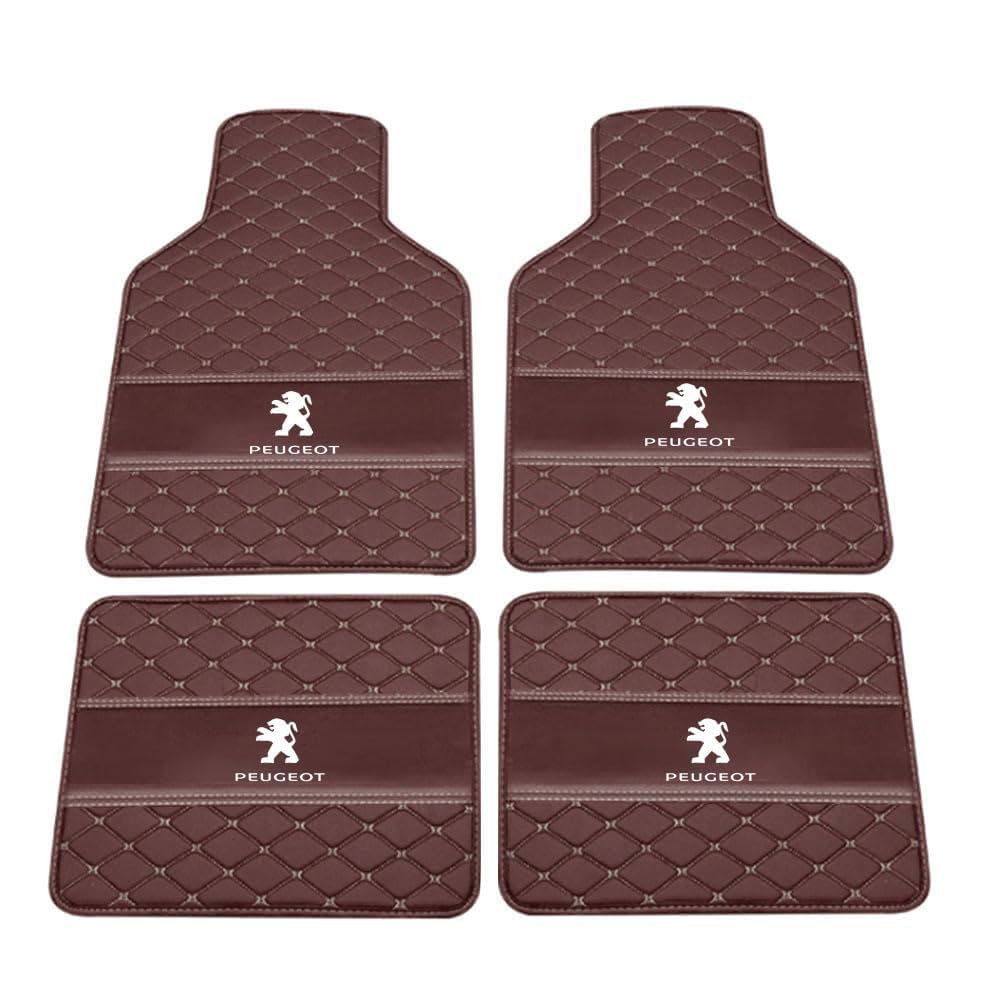 Auto Leder Fußmatten Fussmatten für Peugeot 308 (TX3) (TX9) 2011-2020 2021 2022 2023 2024 2025 Allwetter Antirutschmatte Anpassen Teppiche Fussmatten Protection Zubehör,Normal-Coffeestyle von JYHBAQWN