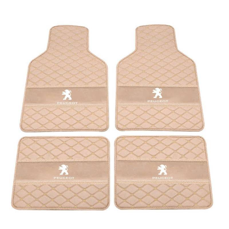 Auto Leder Fußmatten Fussmatten für Peugeot 408 (T73) (T93) 2010-2020 2021 2022 2023 2024 2025 Allwetter Antirutschmatte Anpassen Teppiche Fussmatten Protection Zubehör,Normal-Beigestyle von JYHBAQWN