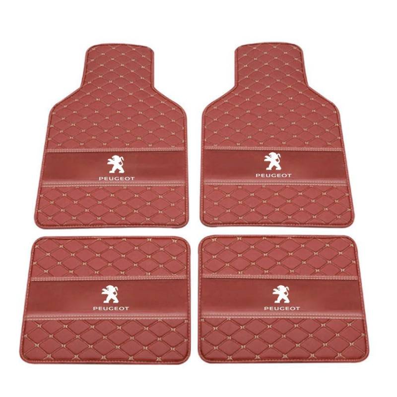 Auto Leder Fußmatten Fussmatten für Peugeot 408 (T73) (T93) 2010-2020 2021 2022 2023 2024 2025 Allwetter Antirutschmatte Anpassen Teppiche Fussmatten Protection Zubehör,Normal-Brownstyle von JYHBAQWN