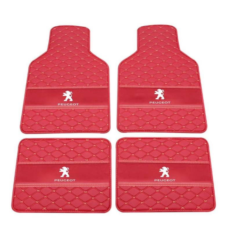 Auto Leder Fußmatten Fussmatten für Peugeot 408 (T73) (T93) 2010-2020 2021 2022 2023 2024 2025 Allwetter Antirutschmatte Anpassen Teppiche Fussmatten Protection Zubehör,Normal-Redstyle von JYHBAQWN