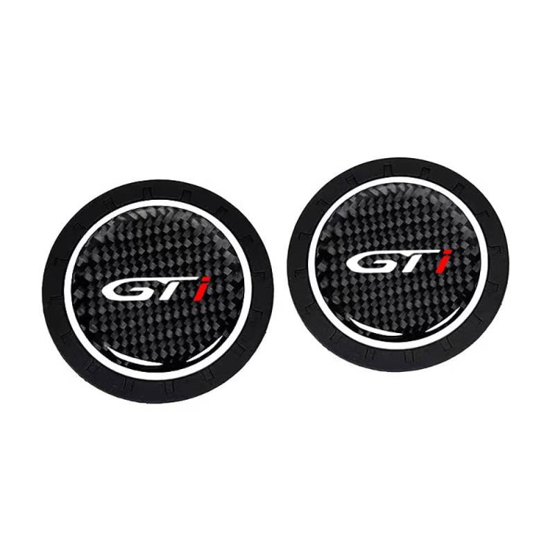 JYHBAQWN 2 Stück Auto Getränkehalter Untersetzer für Peugeot GT GTI GTLINE 206 208 307 308 Wasserdicht Anti-Rutsch Becherhalter Auto Innere Zubehör,normal-Black Gt I von JYHBAQWN