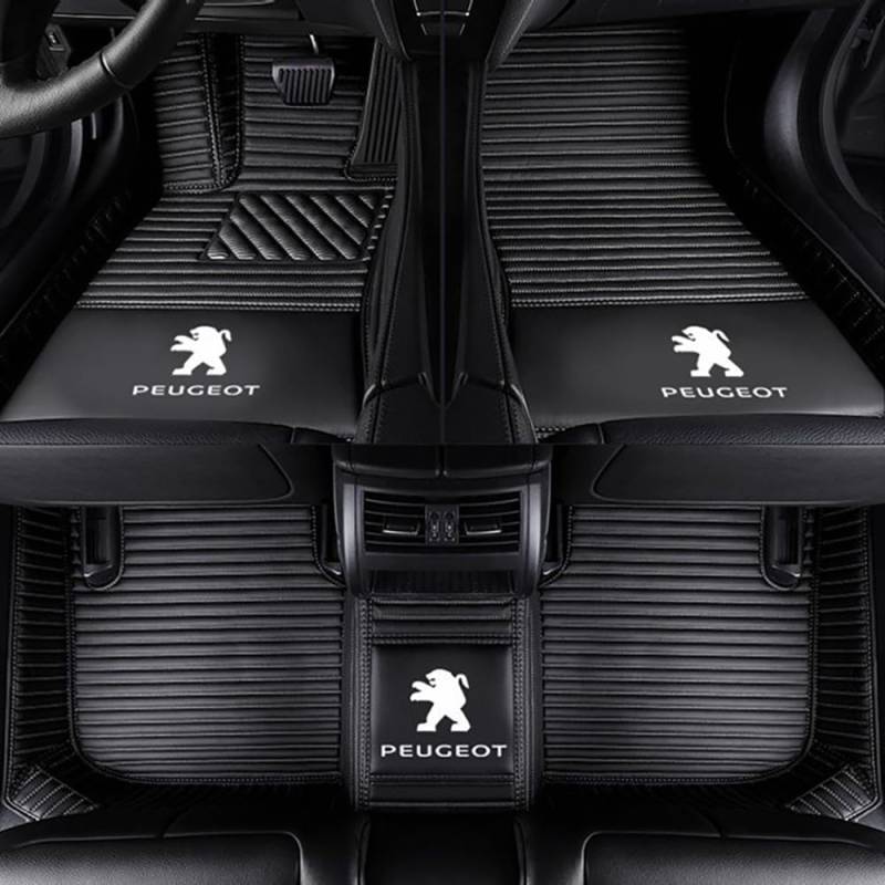 JYHBAQWN Auto Fußmatten für Peugeot 4008, maßgeschneidertes Leder-Teppichset mit vollständiger Abdeckung für die vordere und hintere Reihe, Allwetter-wasserdichte Einlagen, Schutzmatte von JYHBAQWN