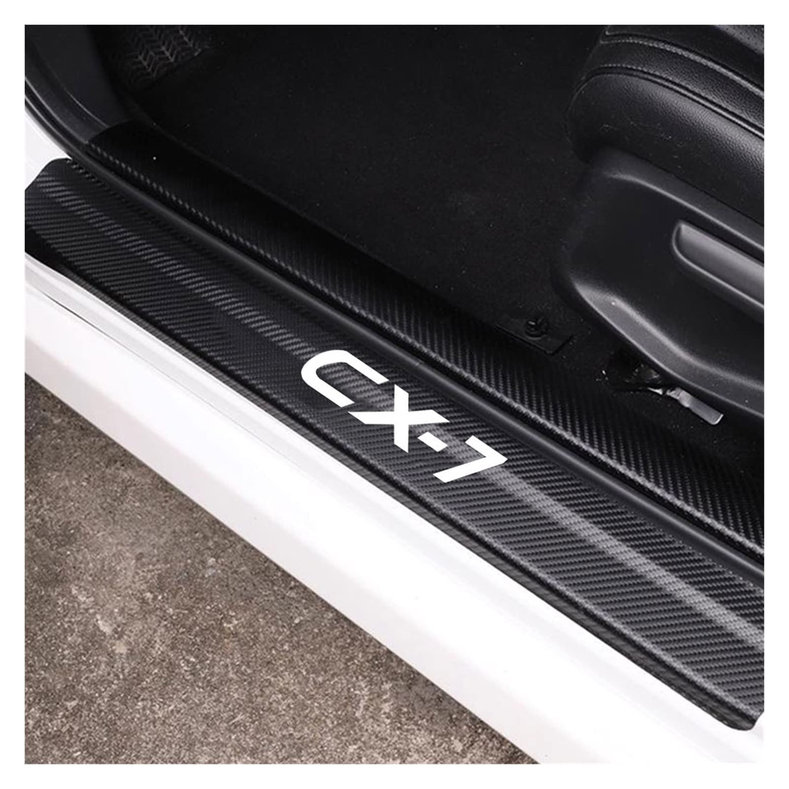 4 Stück Auto Kohlefaser Einstiegsleisten Pedal Aufkleber für Ma-zda CX-7 CX7 CX 7 Styling Tuning Zubehör, Türschweller Kratzer Abriebschutz Trittplatten Zierleiste,White von JYMLOV