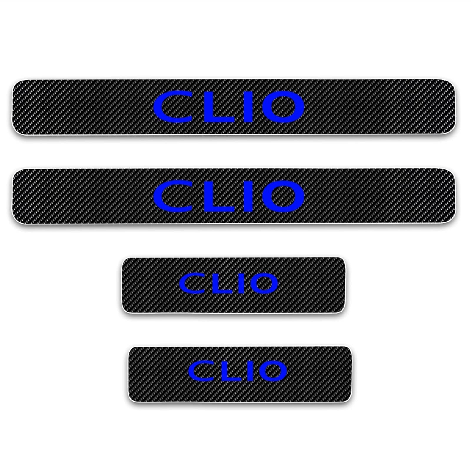 4 Stück Kohlefaser Einstiegsleisten Schutz für Ren-Ault CLIO, Auto Türschweller Kratzschutz Abdeckung Protector Pedal Aufkleber,Blue von JYMLOV