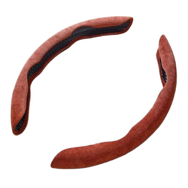 JYUTDW Auto SchutzhüLle Wildleder Universal 38CM Auto Lenkrad Booster Abdeckung rutschfeste Auto Innen Lenker Schutz Dekoration Zubehör LenkradhüLle(Coffee) von JYUTDW