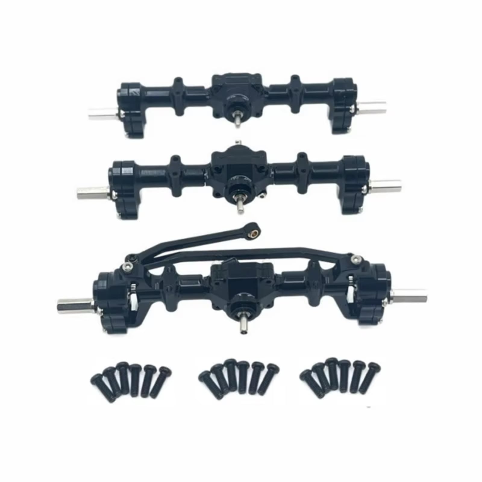 JYYTERD RC Teile Kompatibel Mit WPL B16 B36 1/16 Fernbedienung Metall-Upgrade-Autoteile Vordere, Mittlere Und Hintere Türachsen Sechsradantrieb(Black) von JYYTERD